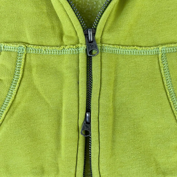 Vintage Abercrombie Size XL Hoodie Sweatshirt Lime Green A&F Preppy Double Zip - Picture 6 of 11